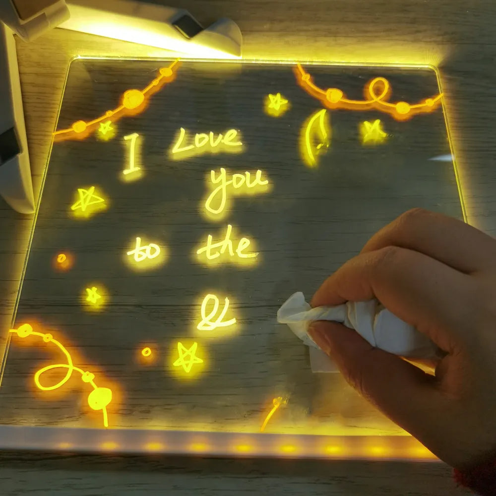 GlowyBoard LED Tekenbord – Magisch Lichtgevend Tekenspeelgoed voor Kinderen | Oplaadbaar, Herbruikbaar & Inclusief Pennen