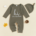 Babyjumpsuit met bijpassend mutsje, tweedelige set van zachte katoenmix met lange mouwen voor jongens en meisjes