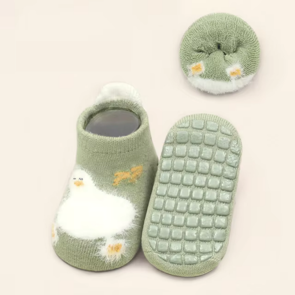 SnugSteps Baby & Peuter Anti-Slip Sokjes – Warme Cartoon Sokken voor Veilig Lopen en Spelen