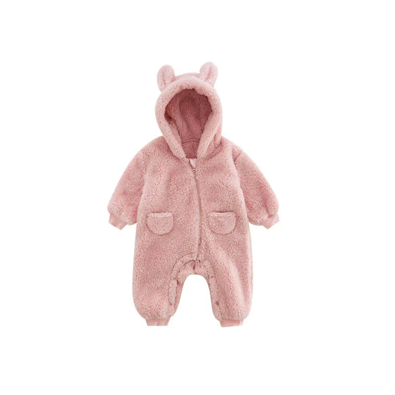 Warme Baby Onesie met Oortjes – Fleece Babypakje 0–24 Maanden