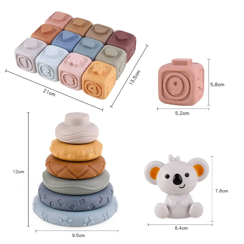 Baby Bijtring & Stapelspeelgoed – SenseStack Set