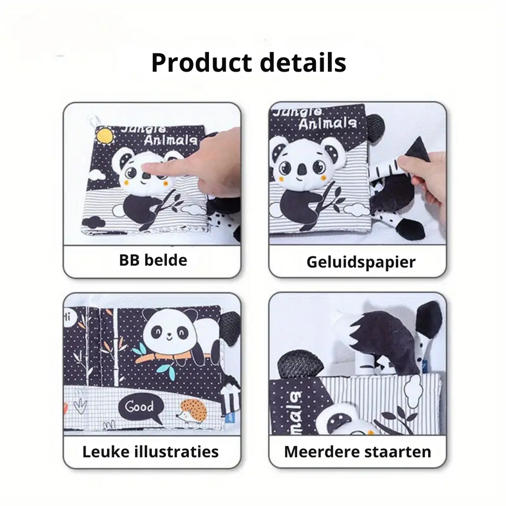 Baby’s Eerste Zwart-Wit Dierenboek – Stimuleer Zintuigen & Motoriek