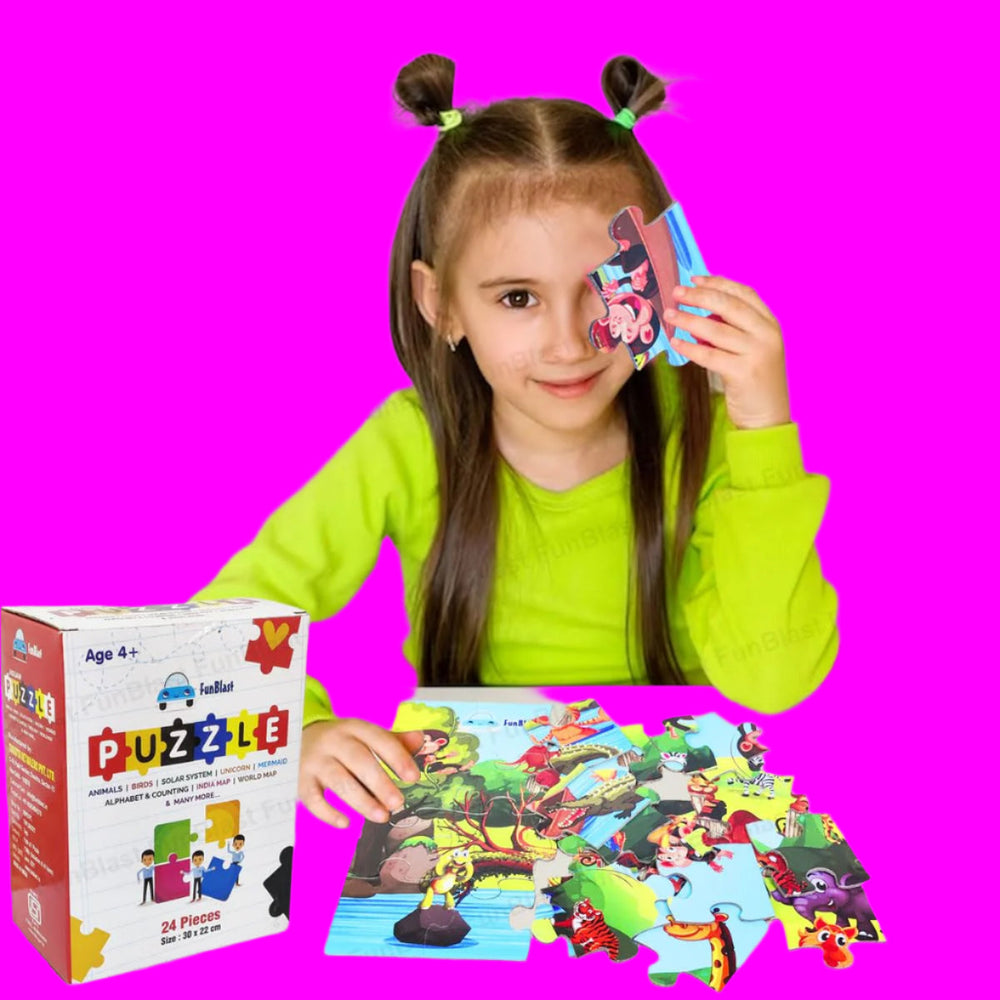 Kinderpuzzel Wilde Dieren – 24 Stuks Educatief Speelgoed 3+