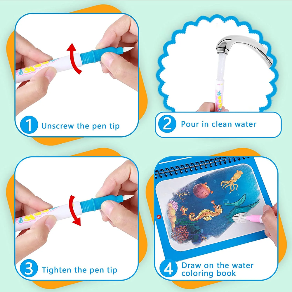 AquaSketch WonderBook – Magisch Herbruikbaar Water Kleurboek voor Kinderen