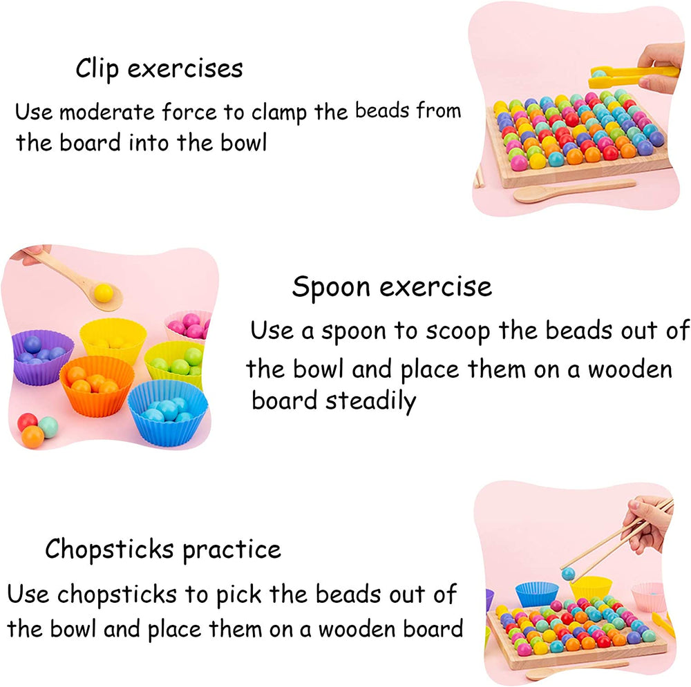 Montessori Houten Kralenspel – Educatief Denk- & Kleuren Match Spel voor Kinderen (4+)