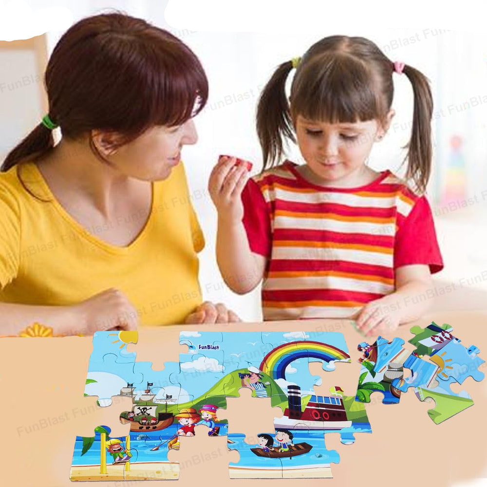 4-in-1 Kinderpuzzel Set – 96 Stukjes Educatieve Dieren & Vervoer Puzzels