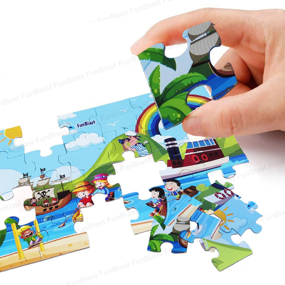 4-in-1 Kinderpuzzel Set – 96 Stukjes Educatieve Dieren & Vervoer Puzzels