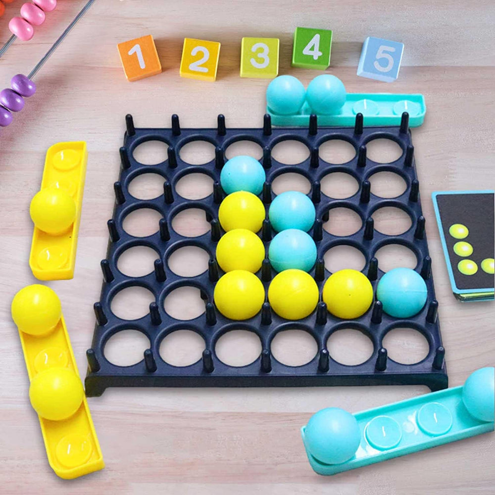 Stuiterbal bordspel met uitdagingskaarten – 16 ballen, 9 kaarten, 1 tot 4 spelers | familiespel