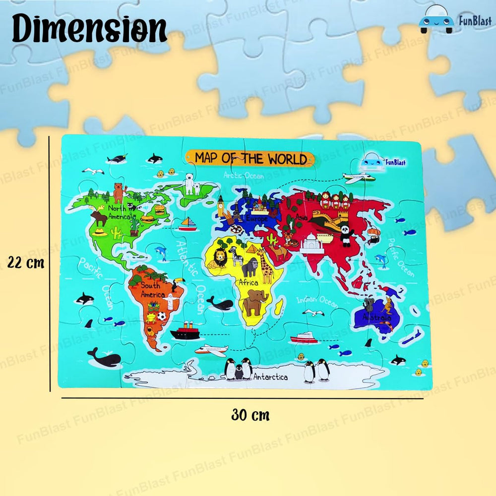 Houten Wereldkaart Puzzel – Educatief Kinder Speelgoed 30 Stuks (3+ Jaar)