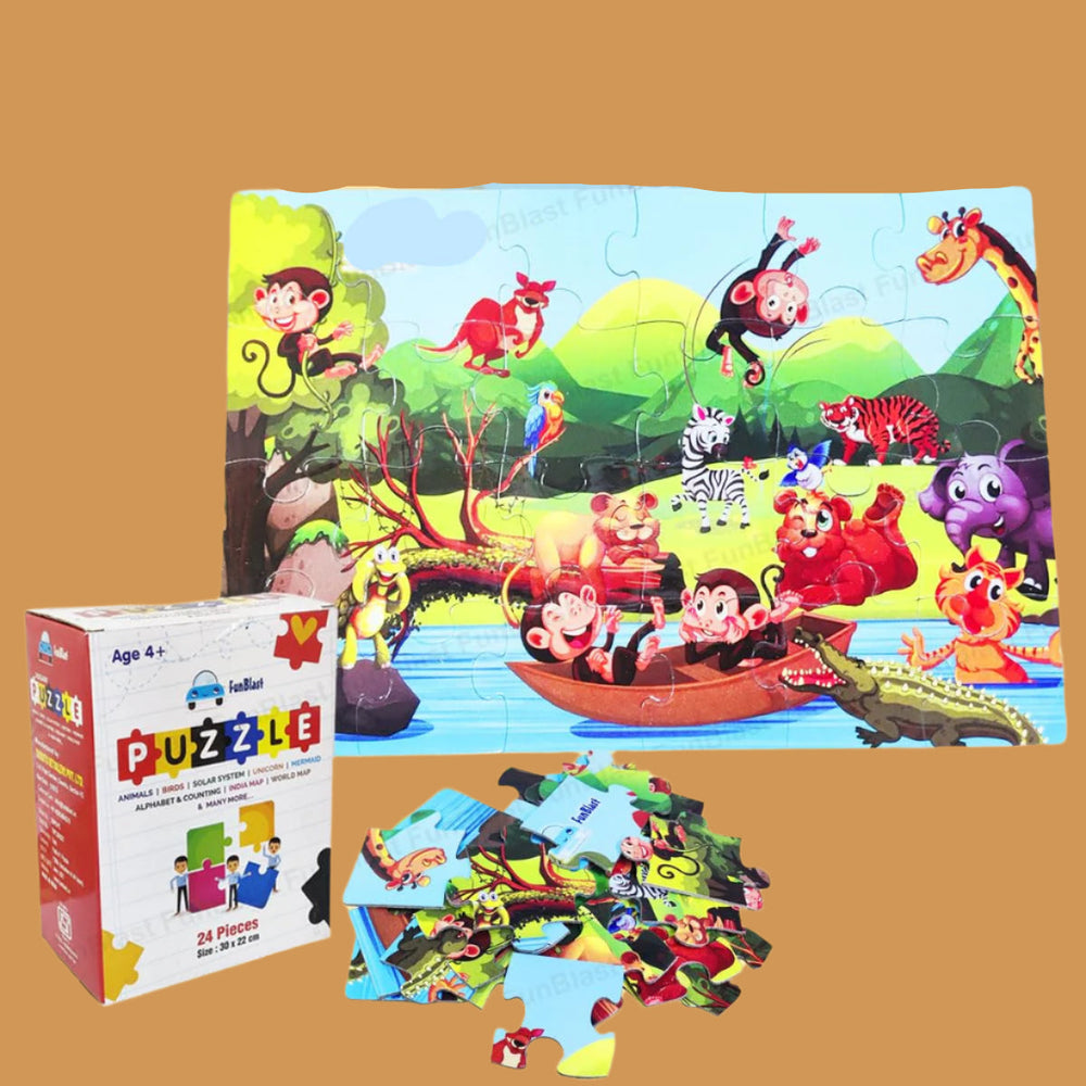 Kinderpuzzel Wilde Dieren – 24 Stuks Educatief Speelgoed 3+