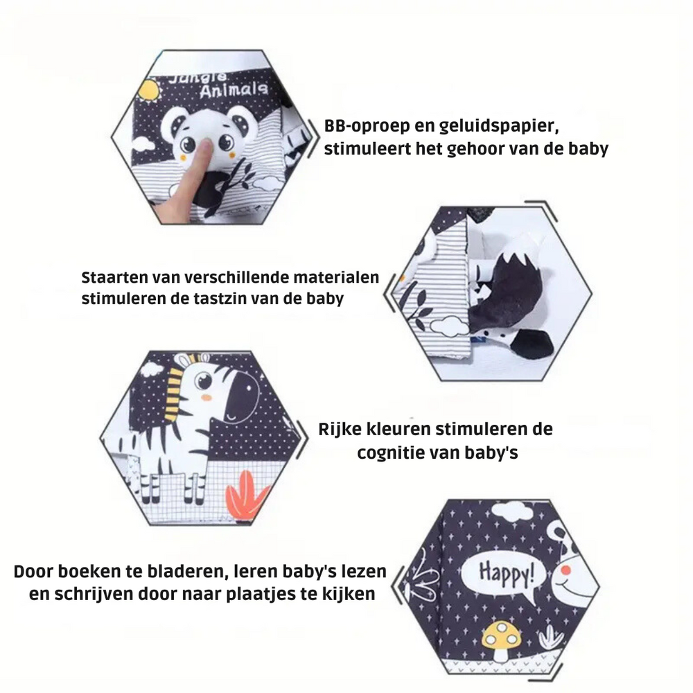 Baby’s Eerste Zwart-Wit Dierenboek – Stimuleer Zintuigen & Motoriek