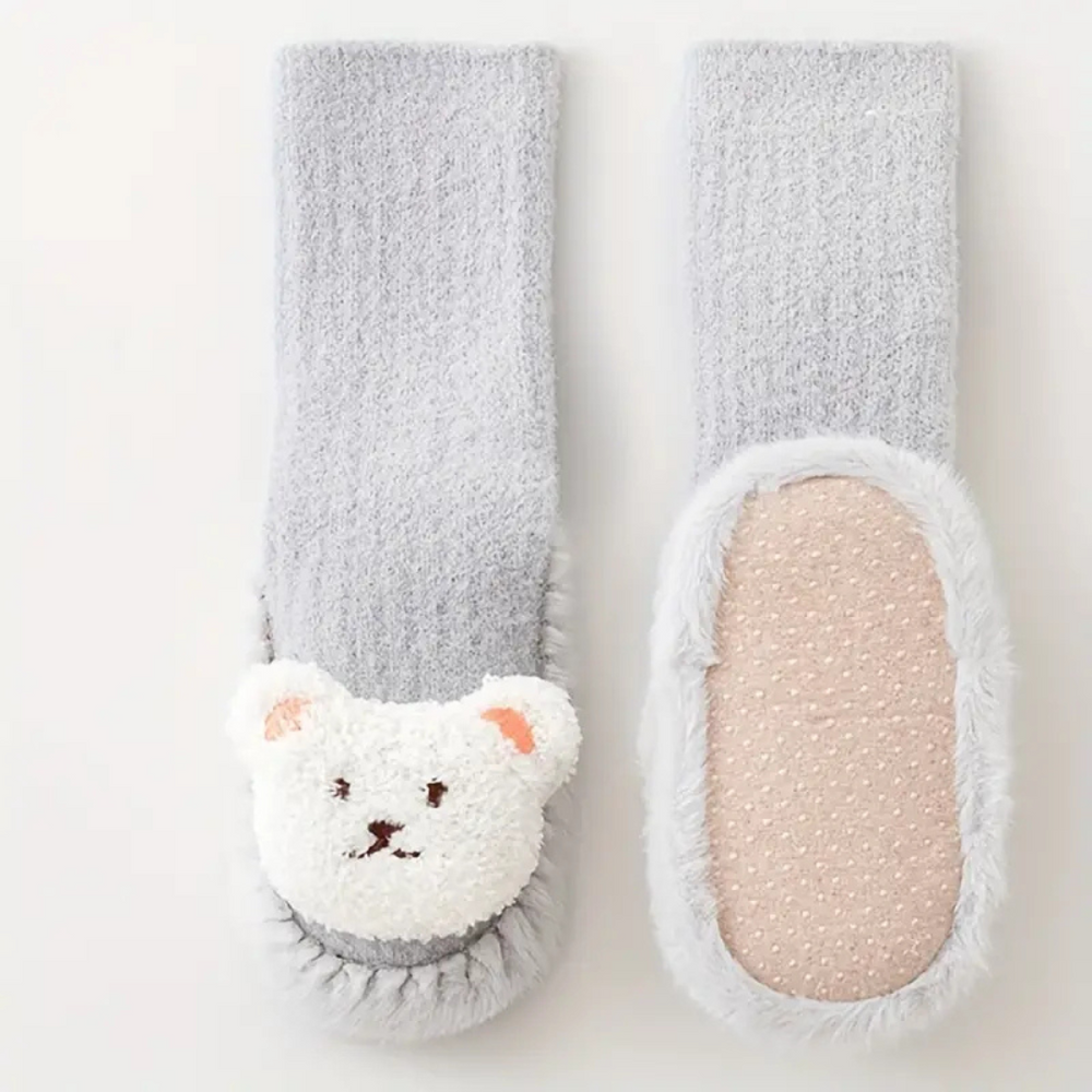Beary Socks Kinder Slofsokken – Warme Pluche Sokken met Teddybeer & Antislip