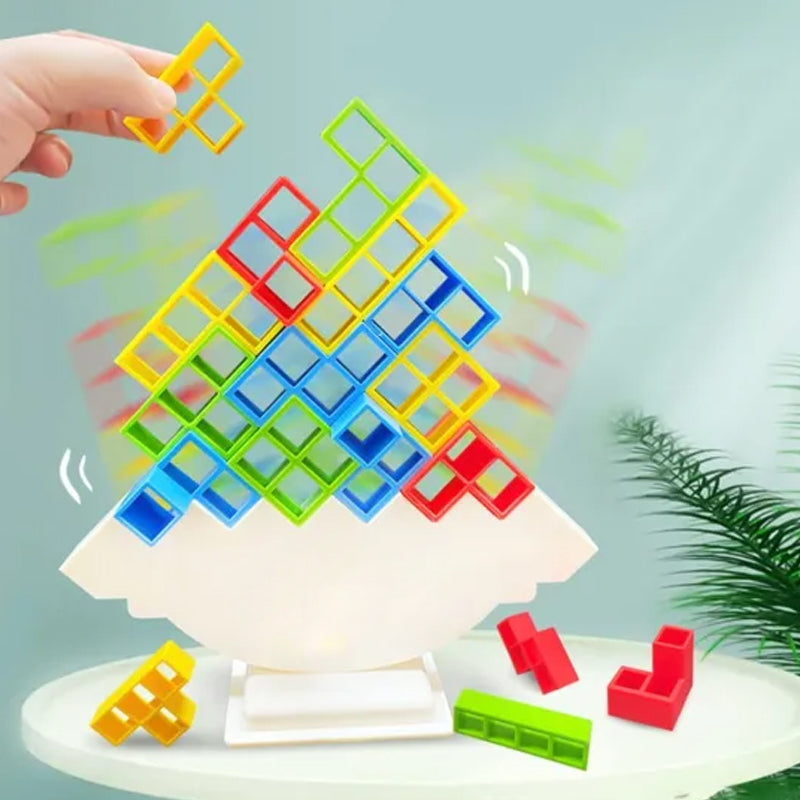 Balans Stapelspel voor Kinderen en Gezinnen – Tetris Stijl Behendigheidsspel met Bouwstukken