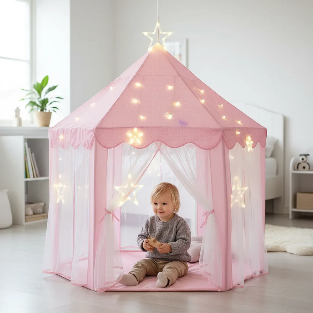 Prinsessenspeeltent Roze – Magisch Speelpaleis voor Meisjes | Eenvoudig Op te Zetten & Ademend Materiaal