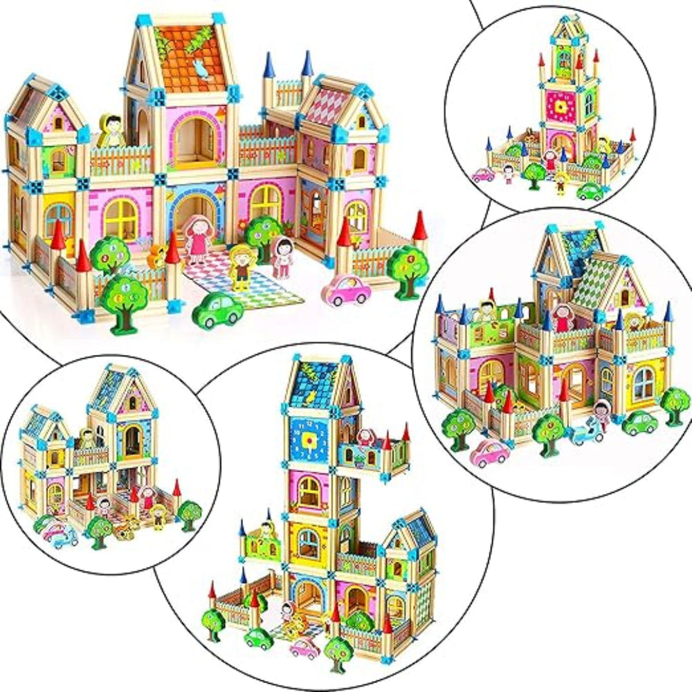 Houten Bouwset voor Kinderen – Duurzame Kastelenbouw met Blokken | WoodWise Creatief Speelgoed 3+ Jaar