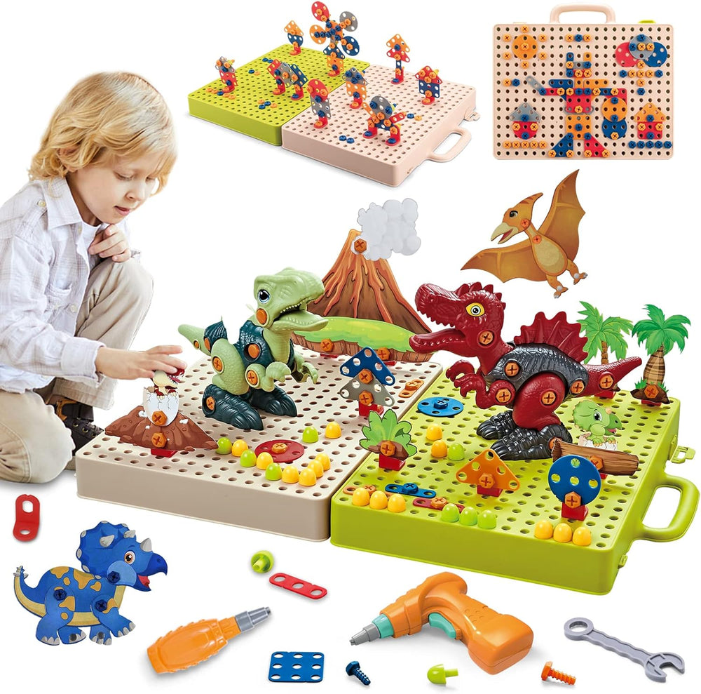 DinoBuilder Bouwspeelgoed Set – Creatief Educatief Speelgoed met Werkende Gereedschappen en Dino-ontwerpen