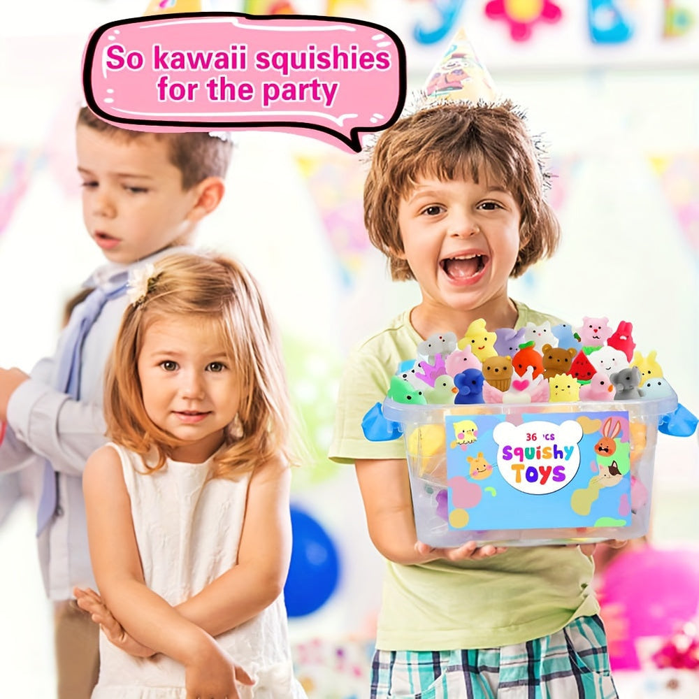 Squishy Dieren Set 36 Stuks – Knijpfiguren Kinderen & Traktaties