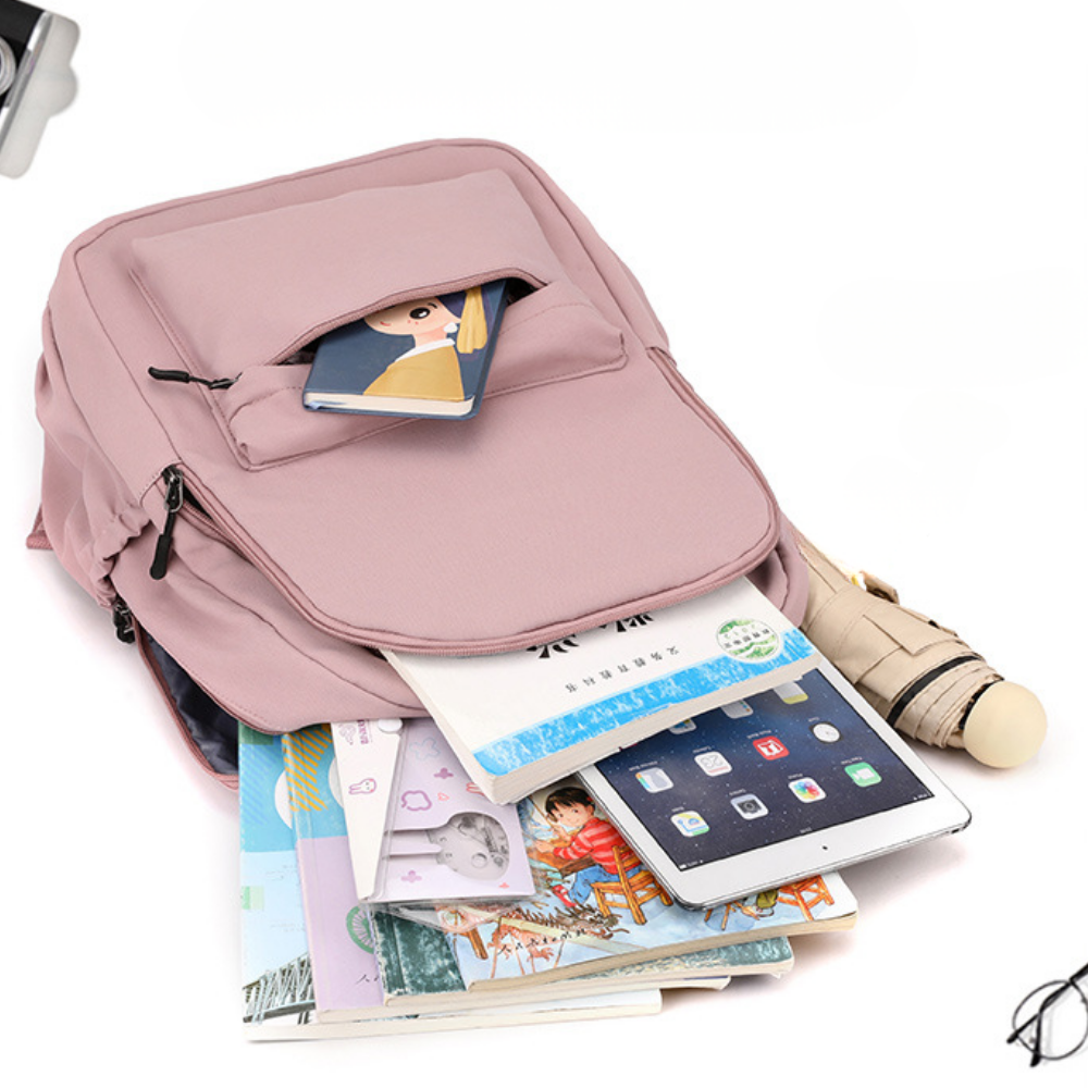Laptoprugzak voor school en studie met voorvak en zijvakken – nylon, lichtgewicht | schooltas