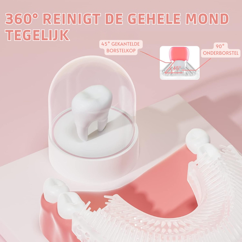 Elektrische Kinder Tandenborstel met 360° U-Borstel en Tandpasta | RoarClean Junior SonicBrush – Zacht, Waterdicht en Met 6 Poetsstanden