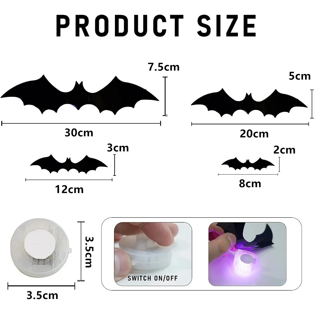 Halloween wanddecoratie met lichtgevende vleermuizen – 3D-effect, voor muur en deur | muurstickers