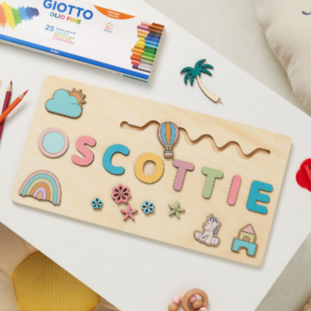 Gepersonaliseerde Houten Naam Puzzel – Educatief Cadeau Kind