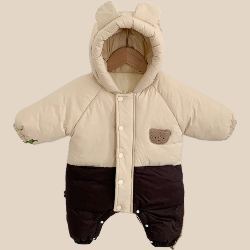 Baby Beren Jumpsuit – Warme Winter Overall met Capuchon (0–2 Jaar)