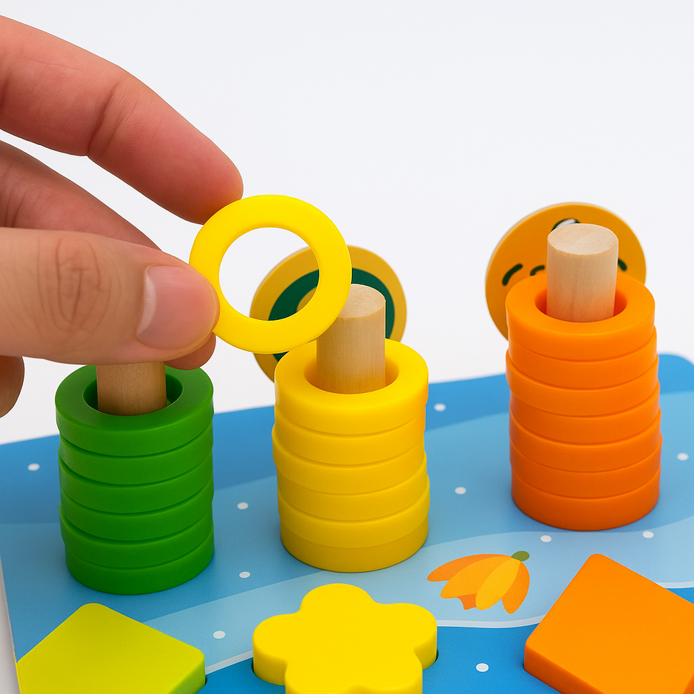 Montessori Houten Speelbord – Educatief Sensorisch Speelgoed van Beukenhout | Leren Rekenen, Alfabet & Visjes Vangen voor Kinderen 2+