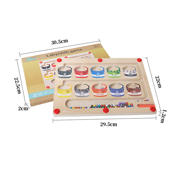 Magnetisch Houten Doolhof voor Kinderen – Leerzaam Kleur- en Telspel voor Peuters en Kleuters