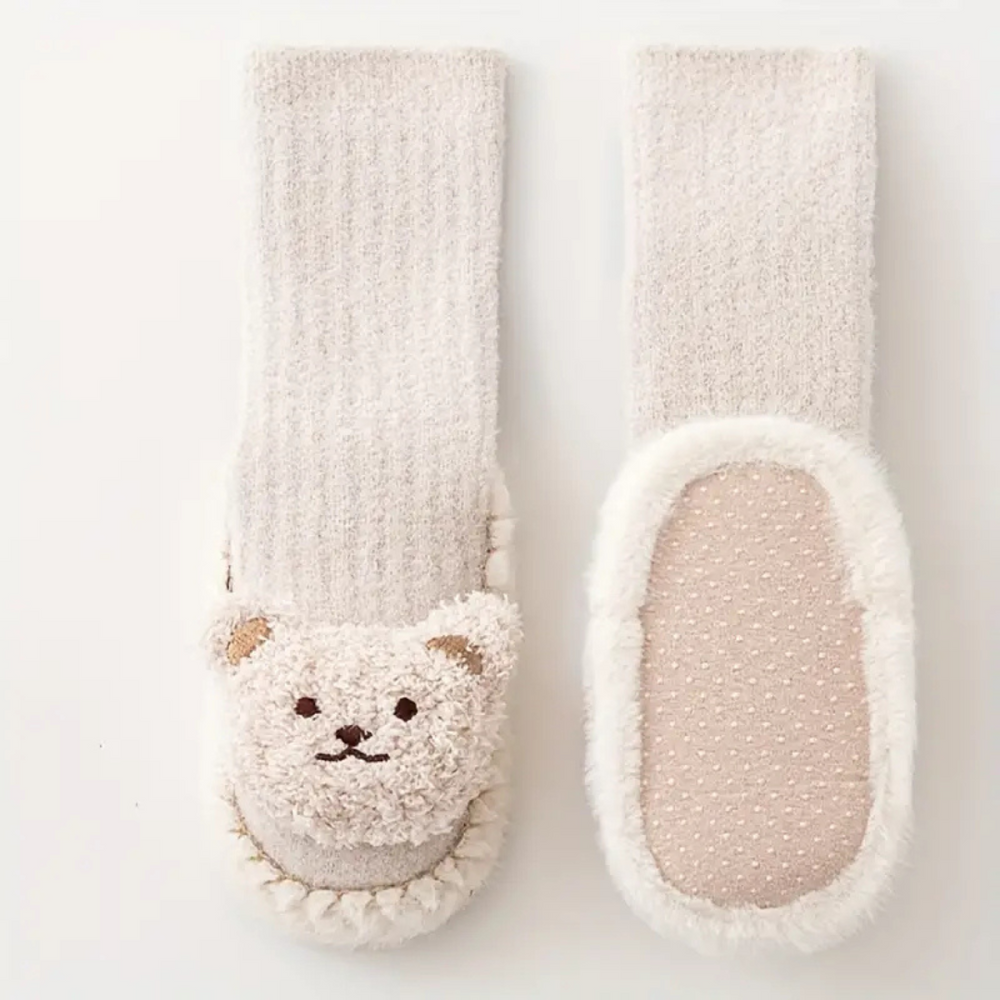 Beary Socks Kinder Slofsokken – Warme Pluche Sokken met Teddybeer & Antislip