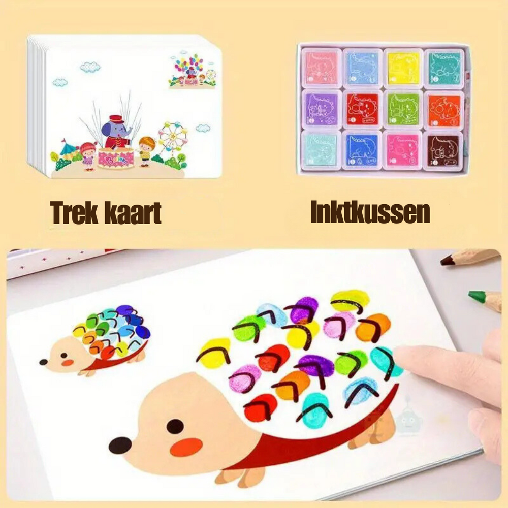 Vingerverf Set Kind – 12 Kleuren & 30 Kaarten (Afwasbaar & Veilig)