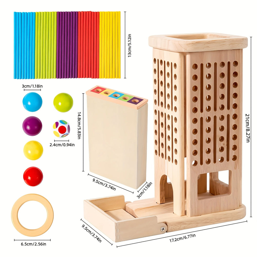StackJoy Houten Torenspel – Montessori Speelgoed voor Kleuters, Leer Kleuren en Motoriek Spelenderwijs