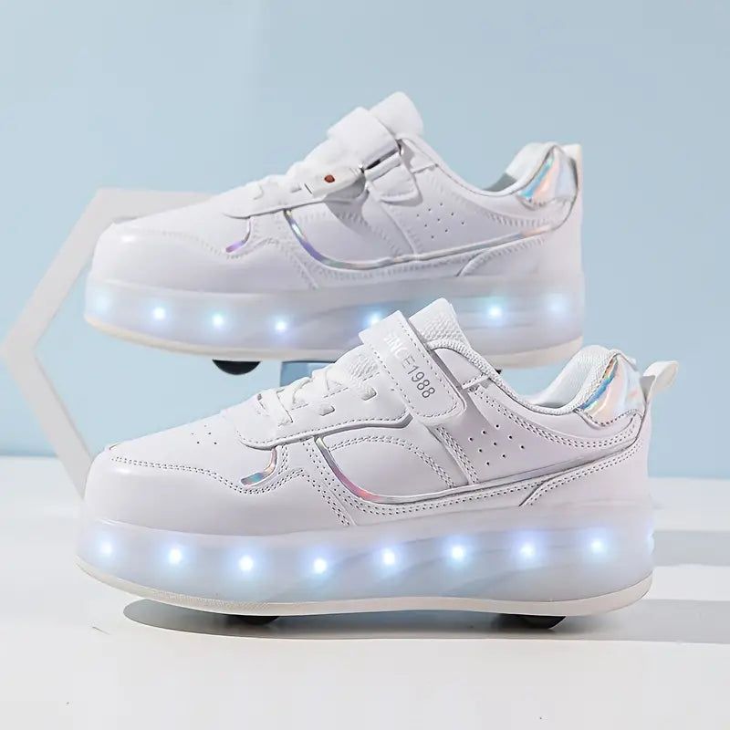 GliderZoom Kinder Sneakers – LED Lichtjes & Uitklapbare Wieltjes voor Buitenplezier
