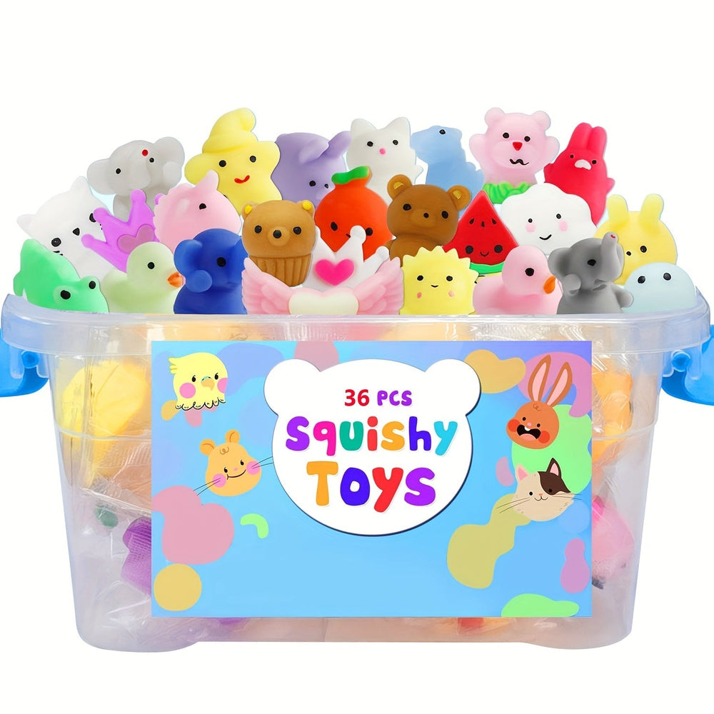 Squishy Dieren Set 36 Stuks – Knijpfiguren Kinderen & Traktaties