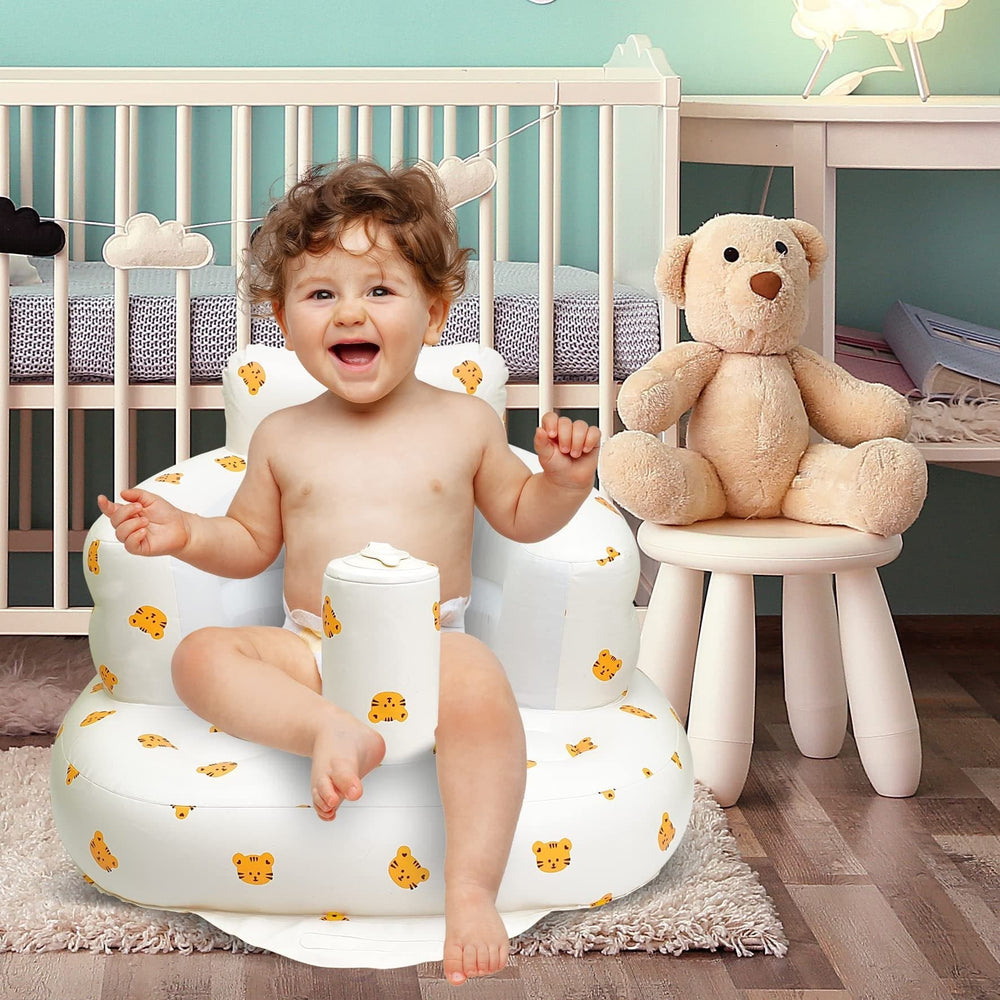 Babystoel leren zitten – opblaasbare zitstoel baby 0-3 jaar