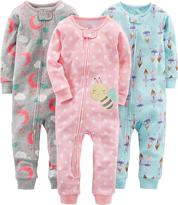 DreamNest Babypyjama Set – Zachte Katoenen Nachtkleding voor Baby’s | Comfortabel & Voetloos, 3-pack