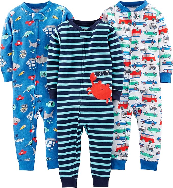 DreamNest Babypyjama Set – Zachte Katoenen Nachtkleding voor Baby’s | Comfortabel & Voetloos, 3-pack