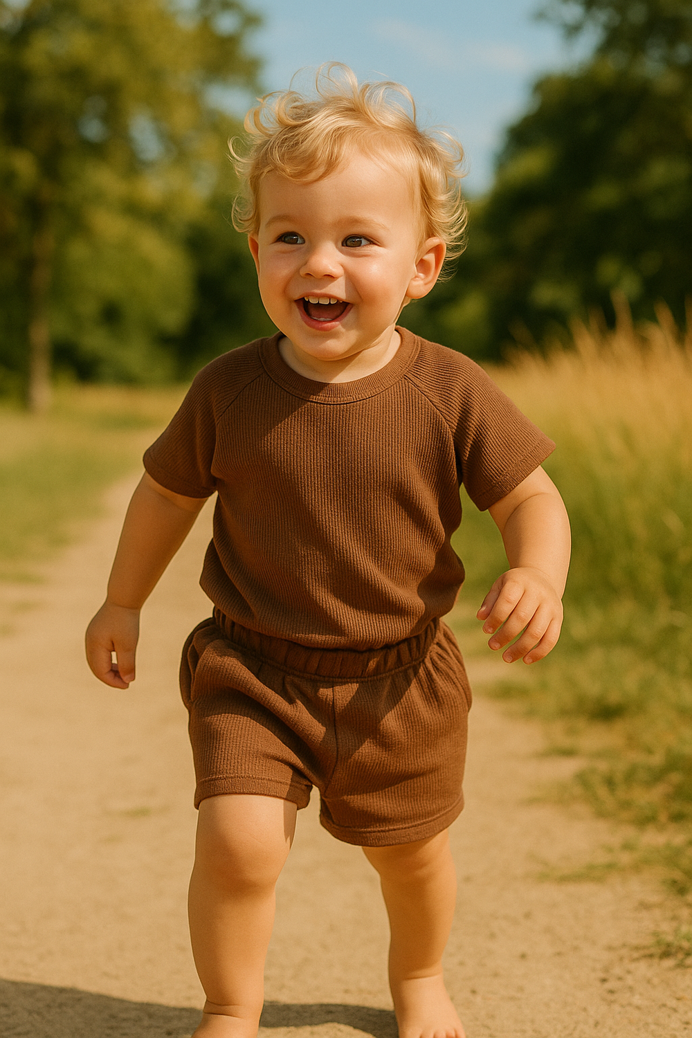 SunnySprout Ribbed Set – Ademend Katoenen Zomersetje voor Actieve Baby’s & Peuters 0-9 Jaar