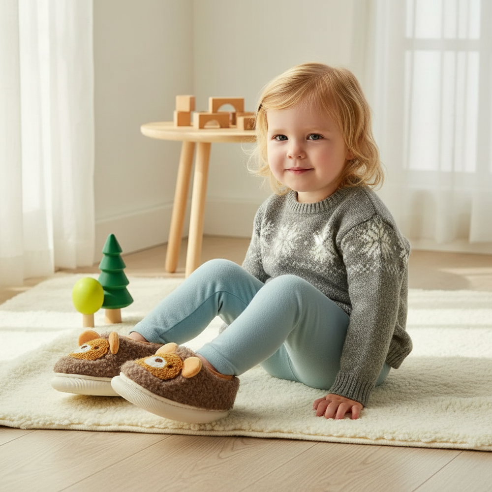 CozyBear Antislip Sloffen voor Kinderen – Warm & Veilig (3-4 Jaar)