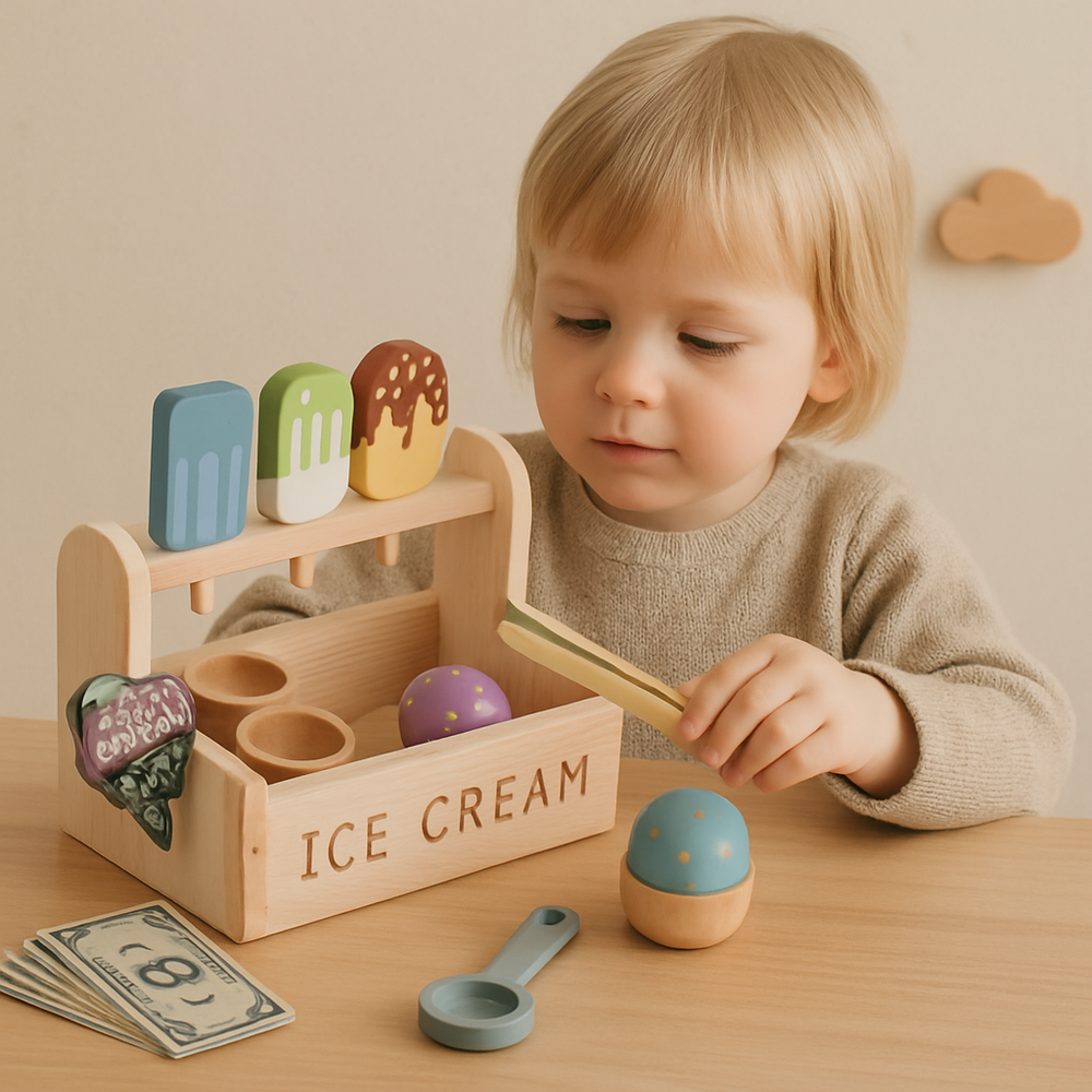 Houten IJsjes Speelset – Educatief en Creatief Speelgoed voor Kinderen vanaf 3 Jaar