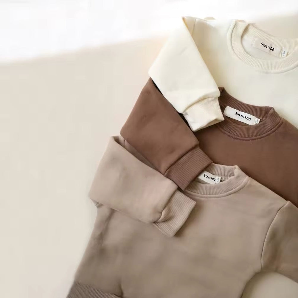 Joggingpak Kinderen - Baby Peuter Kleuter Kinderen, Crème/Beige/Bruin/Groen, Katoen, Maat 0-7 Jaar