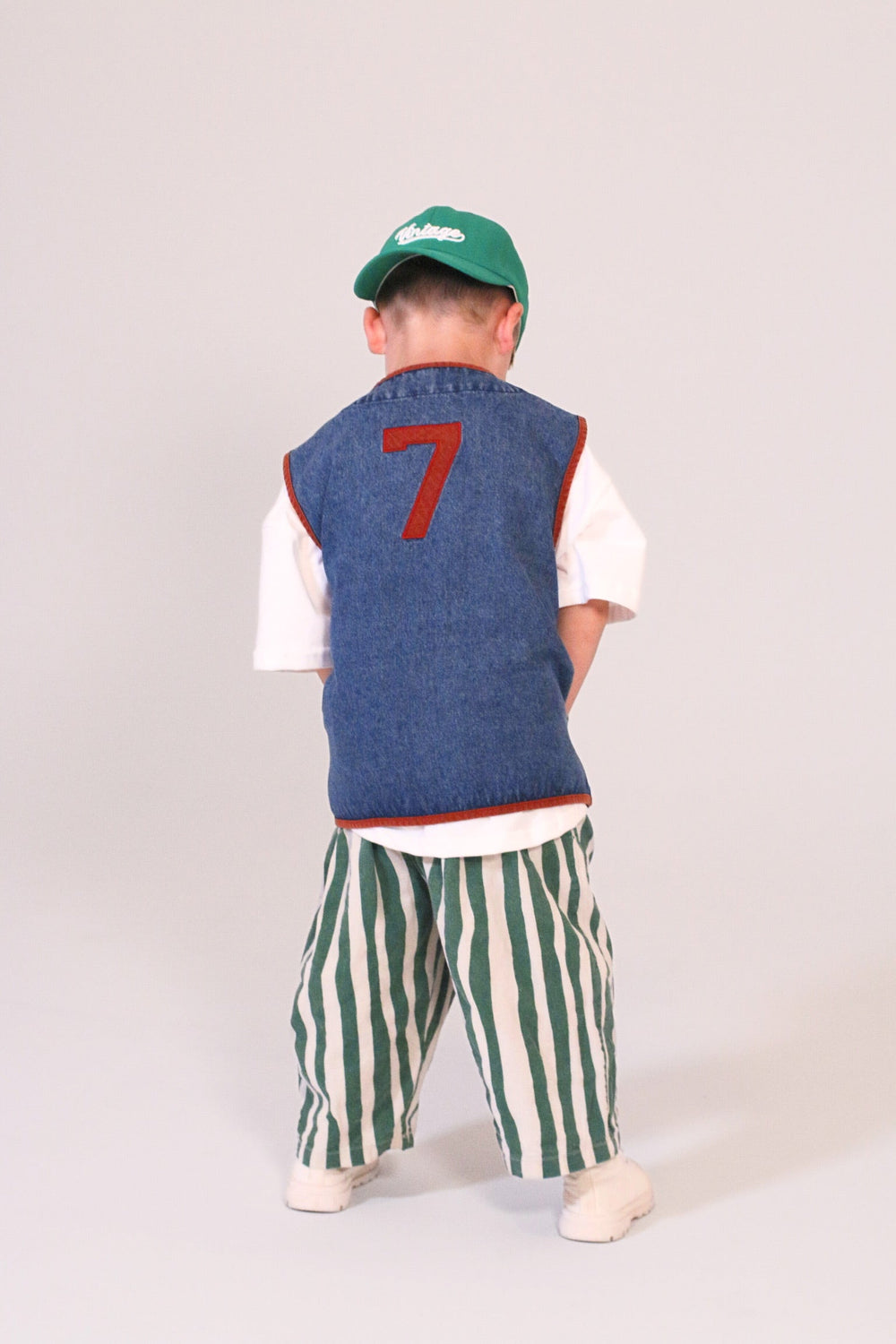 Gilet - CloudNine Unisex, Beige/Blauw, Katoen, Maat 0-6 Jaar