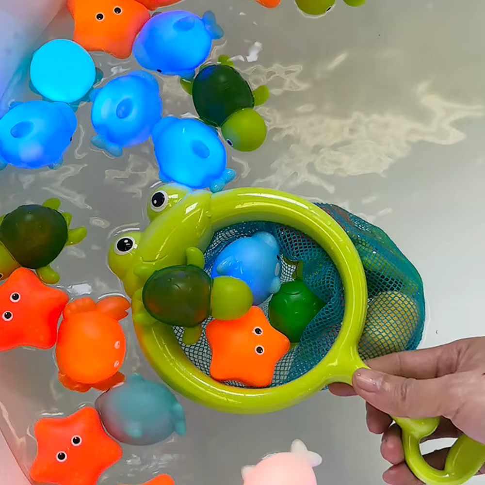 Badspeelgoed met Licht – Visnet & Waterdiertjes voor Baby en Peuter