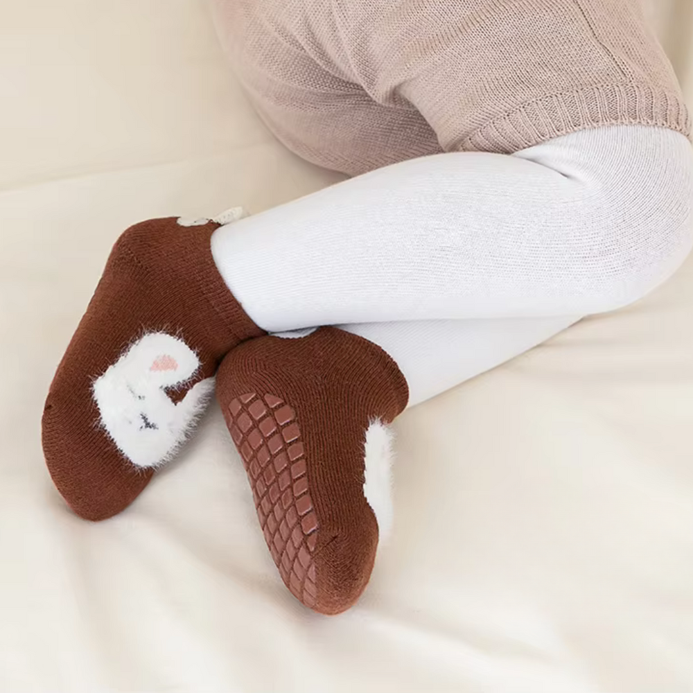 SnugSteps Baby & Peuter Anti-Slip Sokjes – Warme Cartoon Sokken voor Veilig Lopen en Spelen