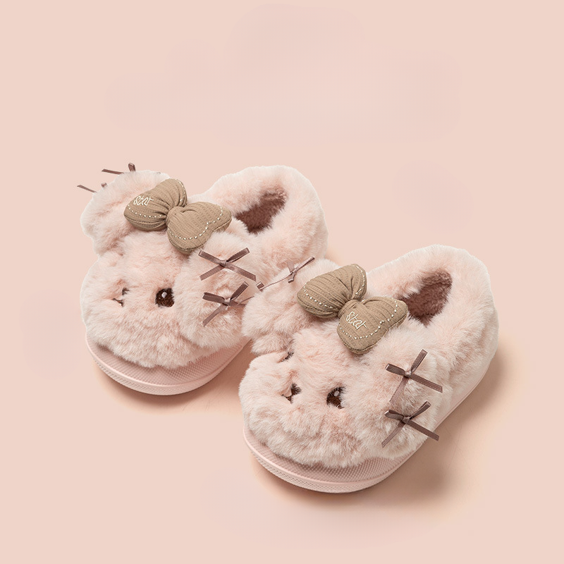 Pluche pantoffels kind met hondensnoet – antislipzool, warme voering, dichte hiel | sloffen