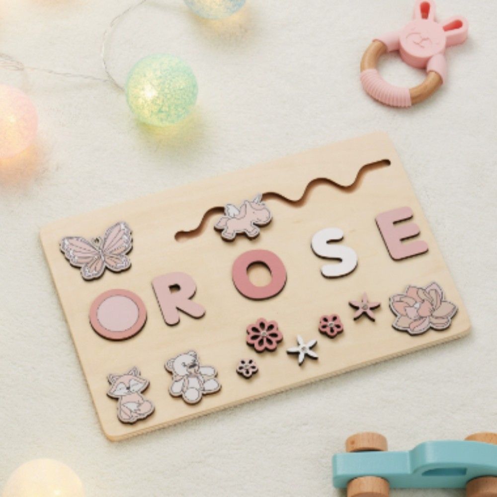 Gepersonaliseerde Houten Naam Puzzel – Educatief Cadeau Kind