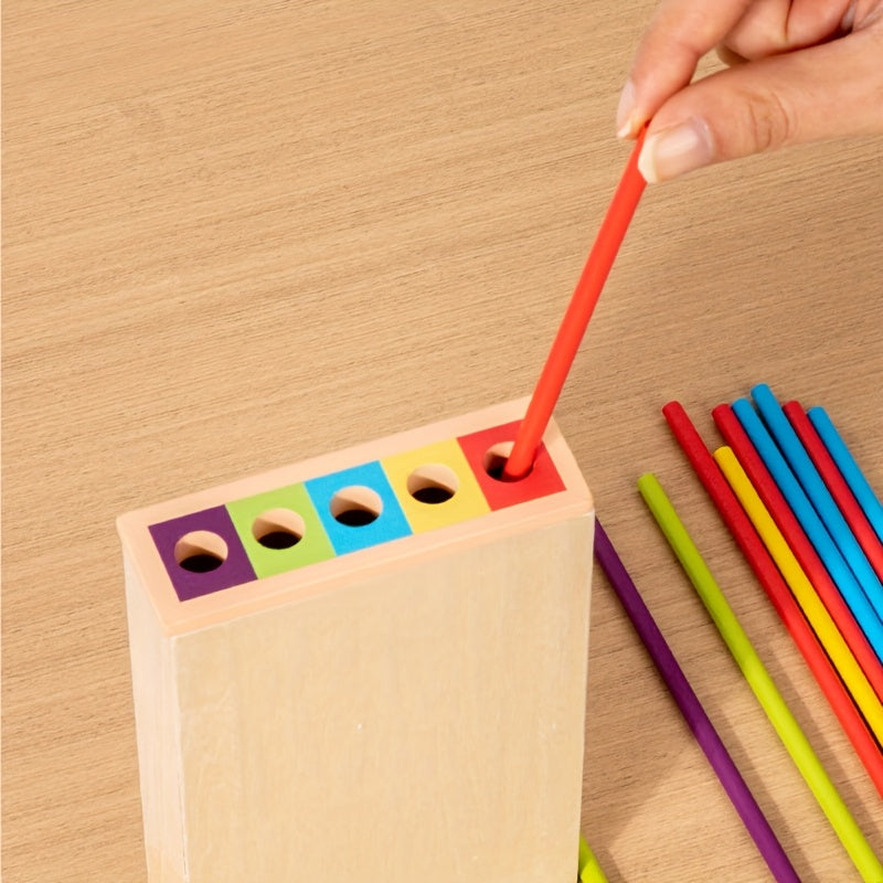StackJoy Houten Torenspel – Montessori Speelgoed voor Kleuters, Leer Kleuren en Motoriek Spelenderwijs