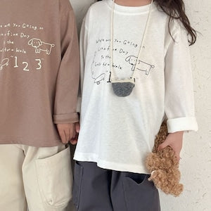 Longsleeve - LittlePaws Unisex, Wit/Bruin, Katoen, Maat 0-6 Jaar