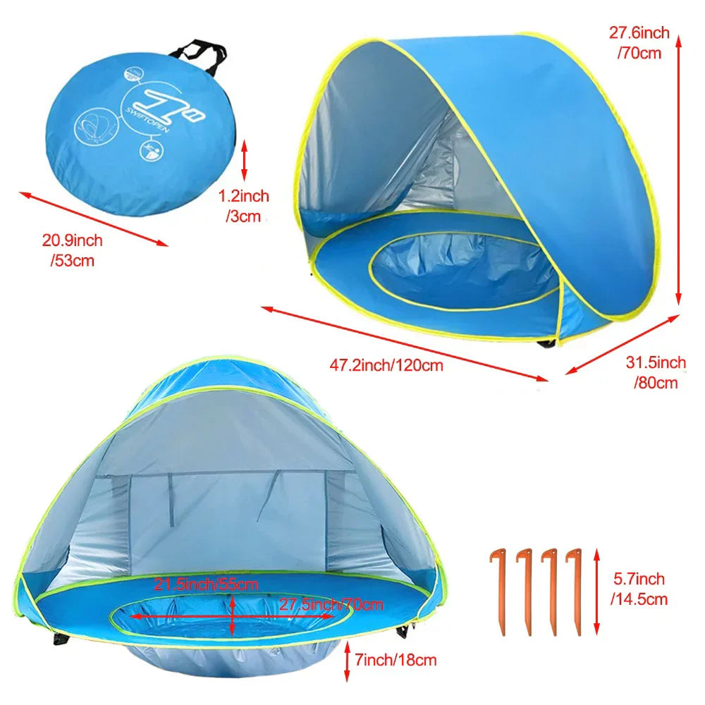 SunShade BabyTent™ - Draagbare Strandtent met Schaduwbad en UV-bescherming voor Baby's