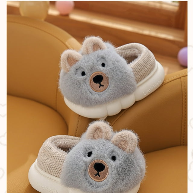 Cartoon Kinder Sloffen – Pluche Warm & Antislip voor Veilig en Comfortabel Huisplezier