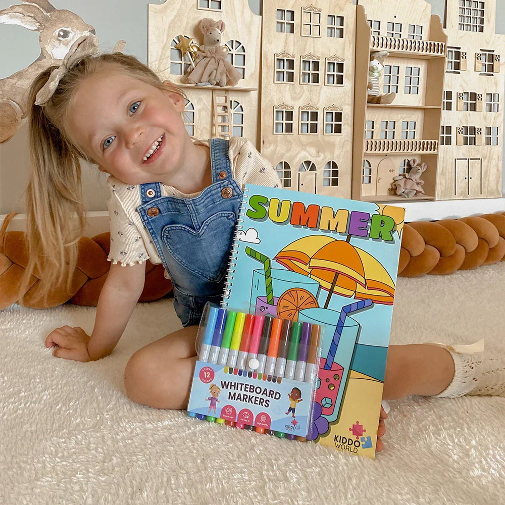 Herbruikbaar Zomer Kleurboek voor Kinderen – Uitwisbaar Vakantie Kleurplezier Zonder Rommel